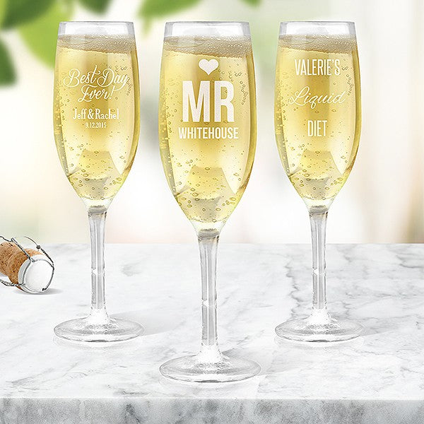 Personalised Engraved Champagne Glasses