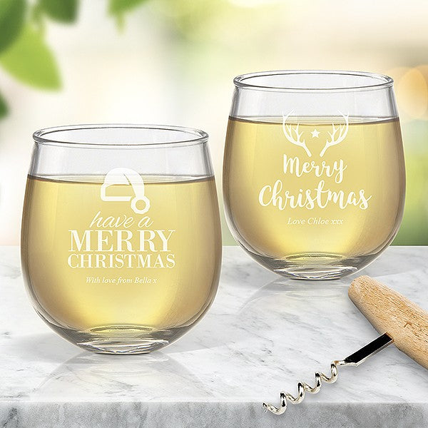 Christmas Engraved Stemless Wine