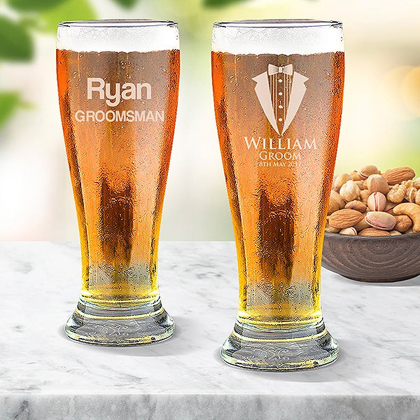 Wedding Engraved Premium Beer Glasses