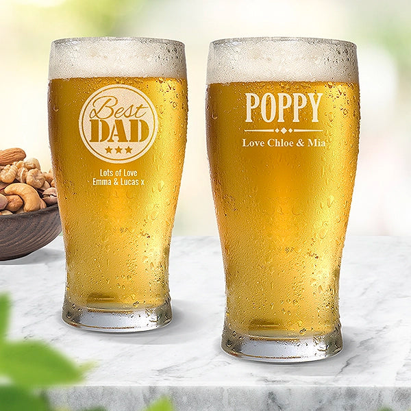 Personalised Beer Glasses for Dad