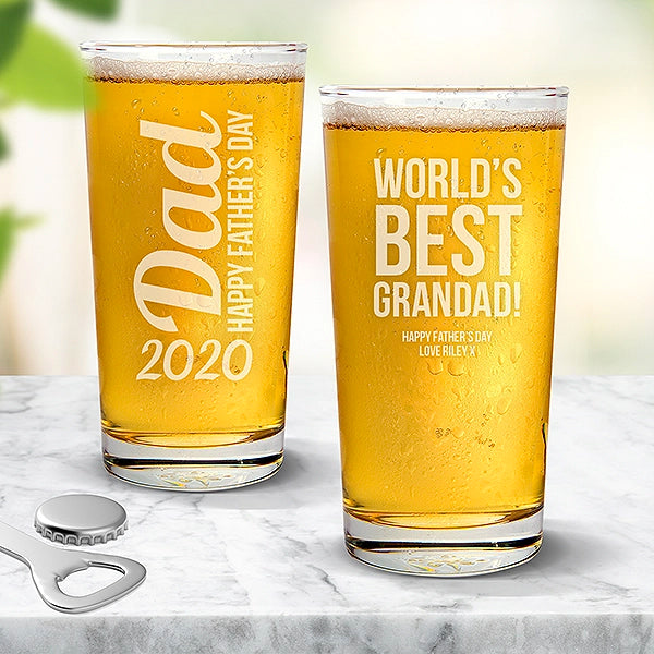 Personalised Pint Glasses for Dad
