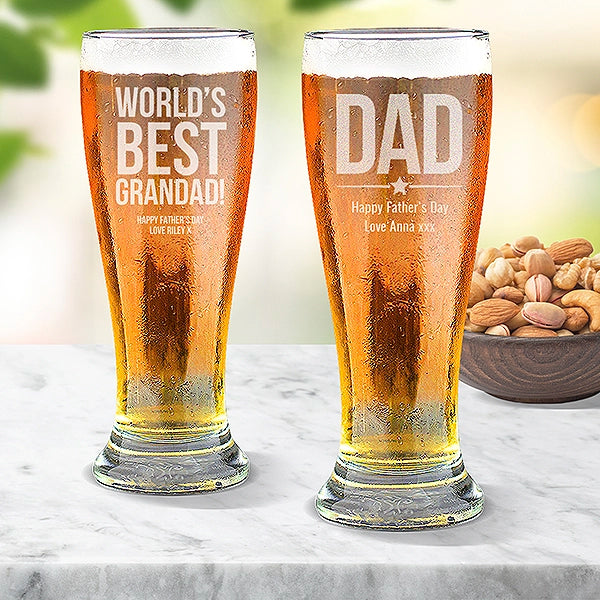 Personalised Premium Beer Glasses for Dad