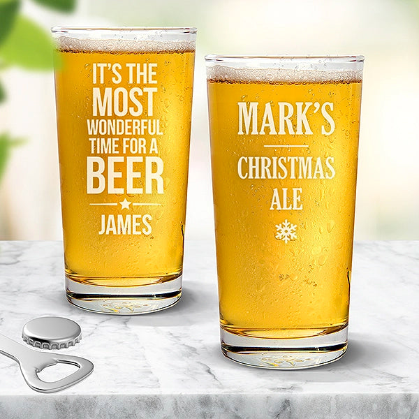 Christmas Engraved Pint Glasses