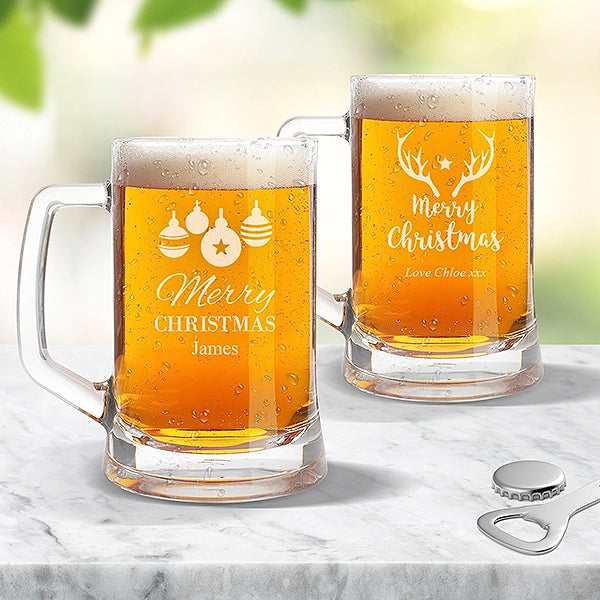 Christmas Engraved Beer Mugs