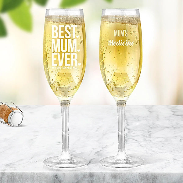 Personalised Champagne Glasses for Mum