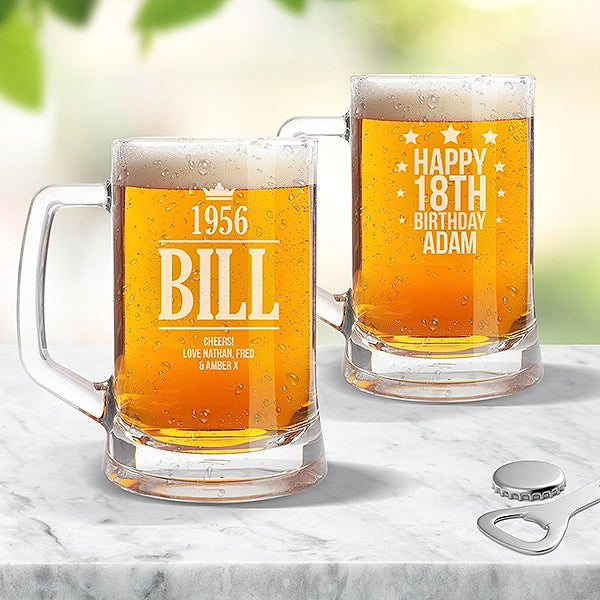 Engraved Glass Beer Mugs For Him