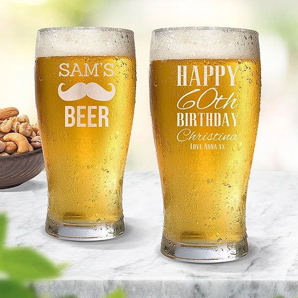Engraved Standard Beer Glasses For Him