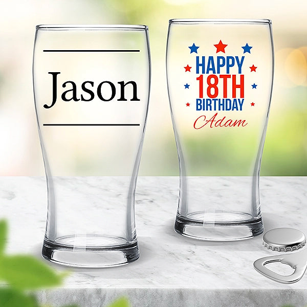Coloured Standard Beer Glasses For Him