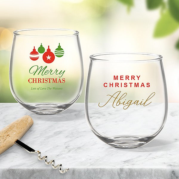 Christmas Coloured Stemless Wine Glasses