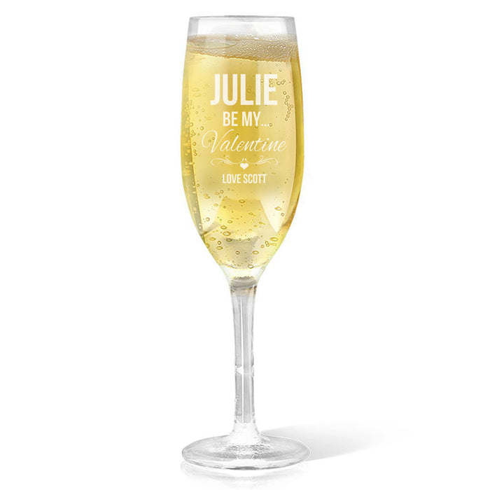 Be My Valentine Engraved Champagne Glass