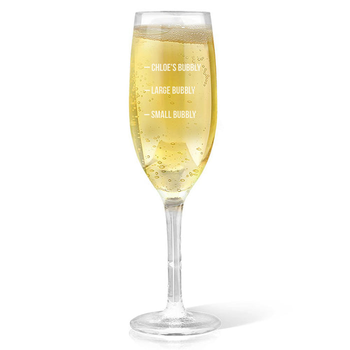Bubbly Engraved Champagne Glass