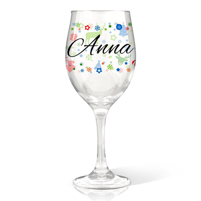 Christmas Pattern Coloured Wine Glass