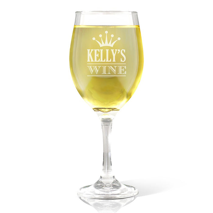 Crown Engraved Wine Glass