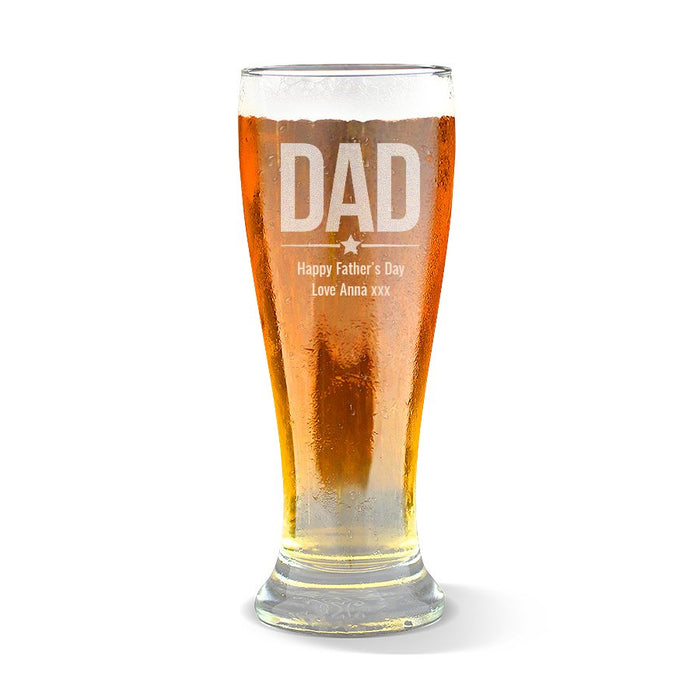 Dad Engraved Premium Beer Glass