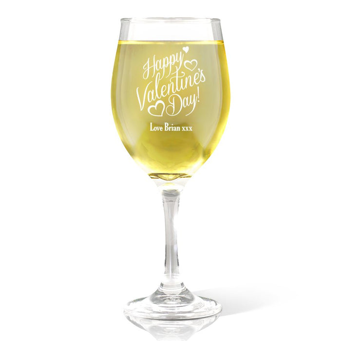 Happy Valentine's Day Engraved Wine Glass