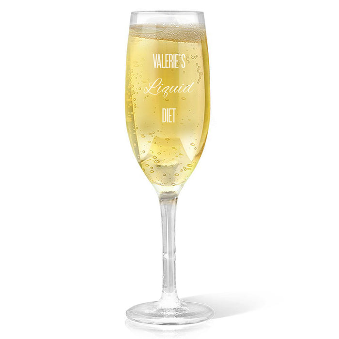Liquid Diet Engraved Champagne Glass
