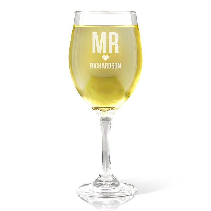 Mr Love Engraved Wine Glass