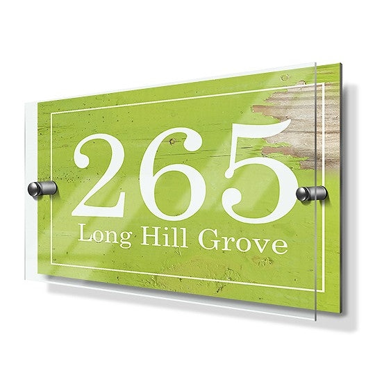 Weathered Green Beach House Effect Premium Acrylic-Front Metal House Sign