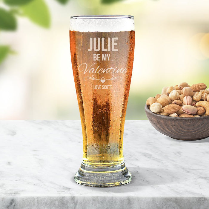 Be My Valentine Engraved Premium Beer Glass