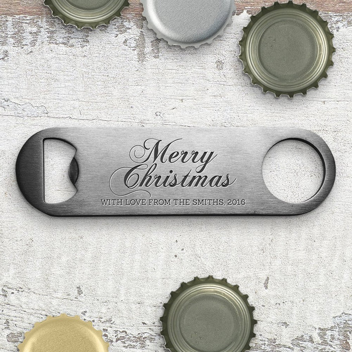 Merry Christmas Engraved Metal Bottle Opener