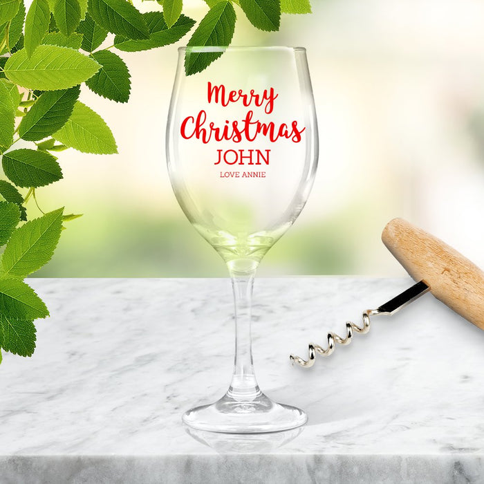 Merry Christmas Coloured Wine Glass