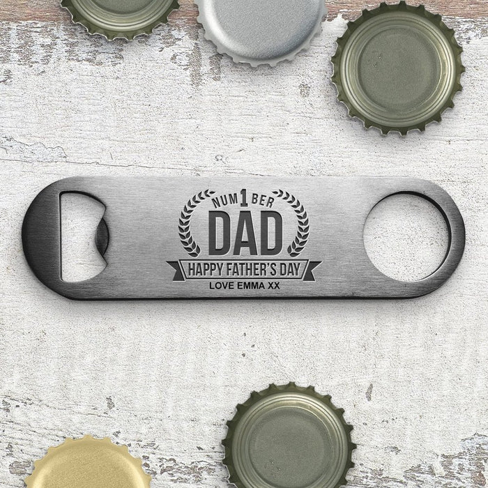 Number 1 Dad Engraved Metal Bottle Opener