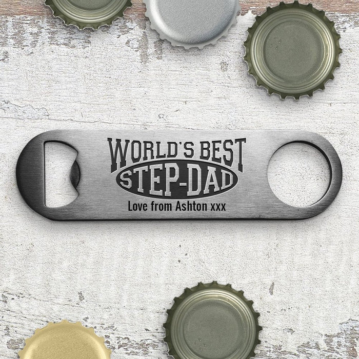 World's Best Step Dad Engraved Metal Bottle Opener