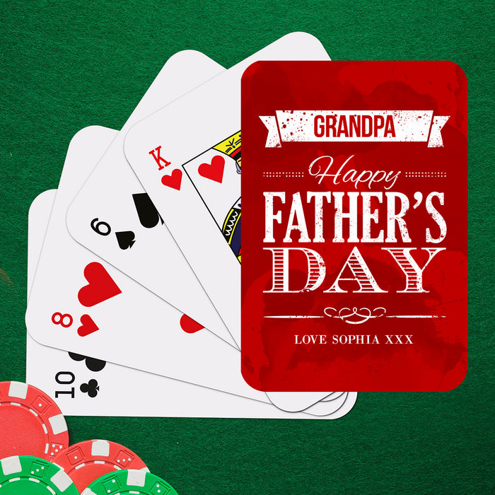 Red Happy Father's Day Playing Cards