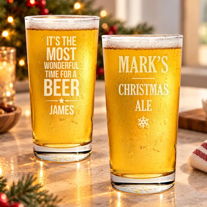 Personalised Christmas Pint Glasses