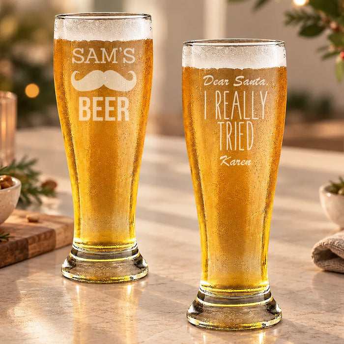 Personalised Christmas Premium Beer Glasses