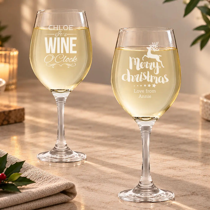 Personalised Christmas Wine Glasses