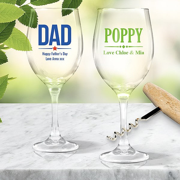 Dad Coloured Wine Glasses