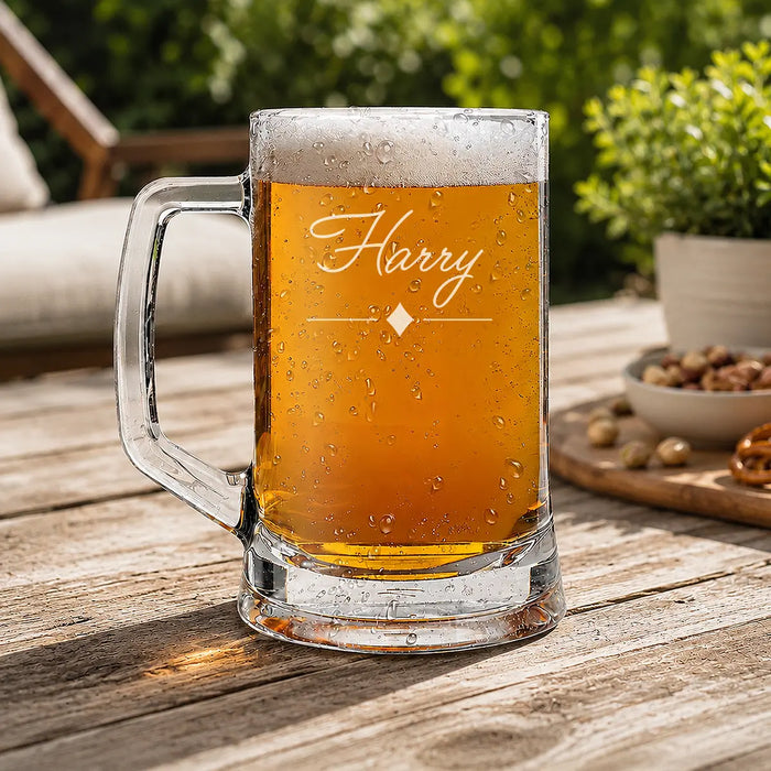 Name Script Glass Beer Mug