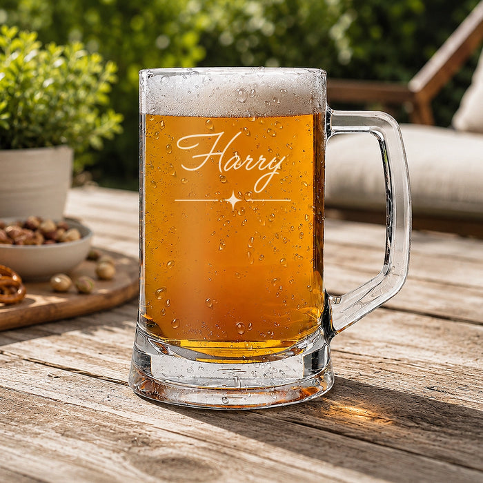 Name Script Glass Beer Mug