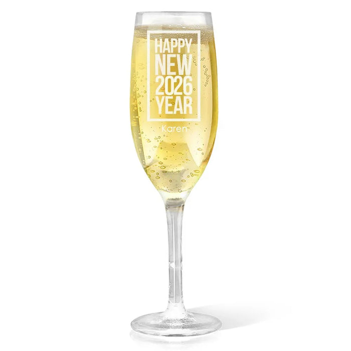 Classic New Year Engraved Champagne Glass