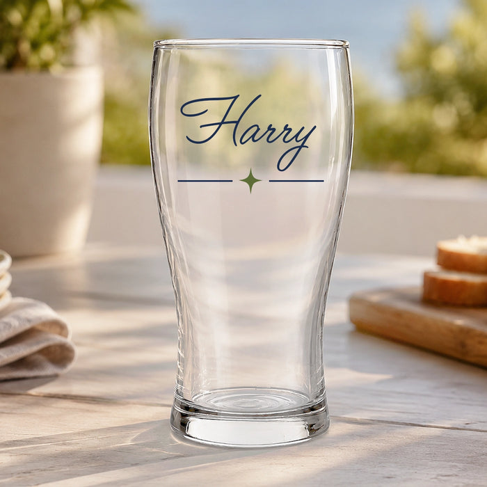 Name Script Coloured Standard Beer Glass