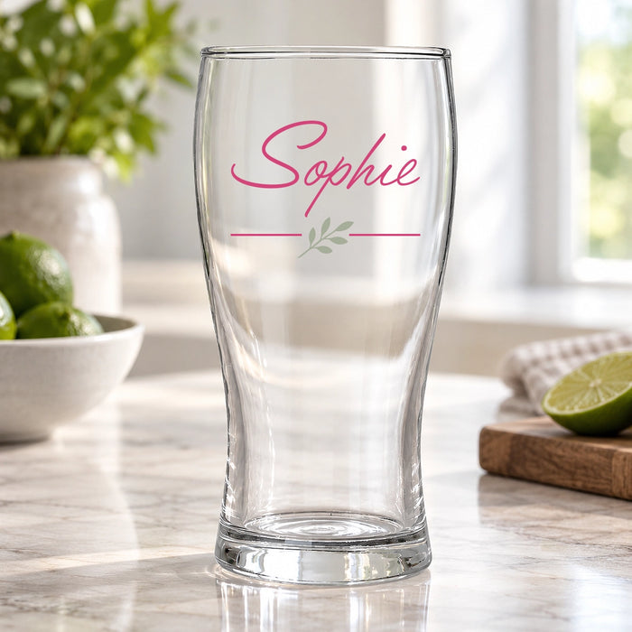 Name Script Coloured Standard Beer Glass