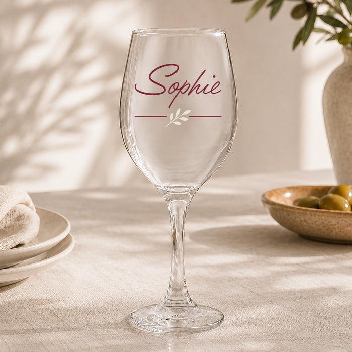 Name Script Coloured Wine Glass
