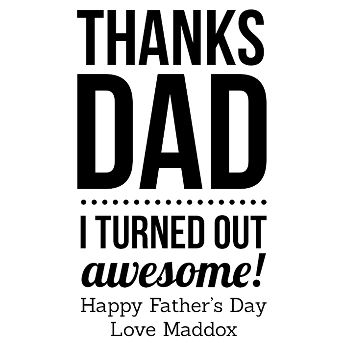 Thanks Dad Engraved Stemless Wine Glass