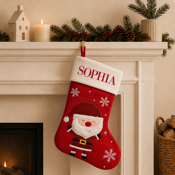 Smiley Santa Red Santa Stocking