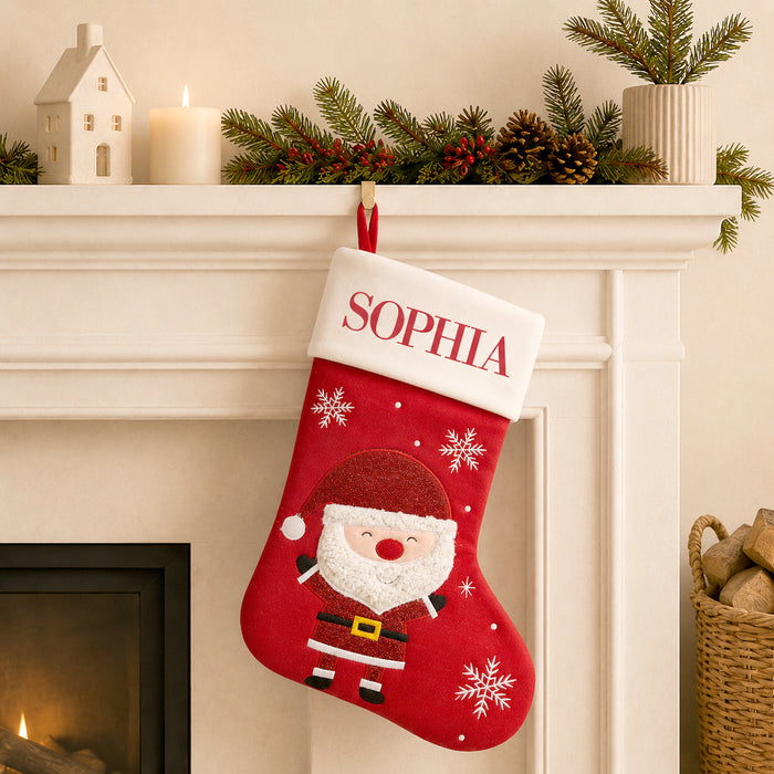 Smiley Santa Red Santa Stocking