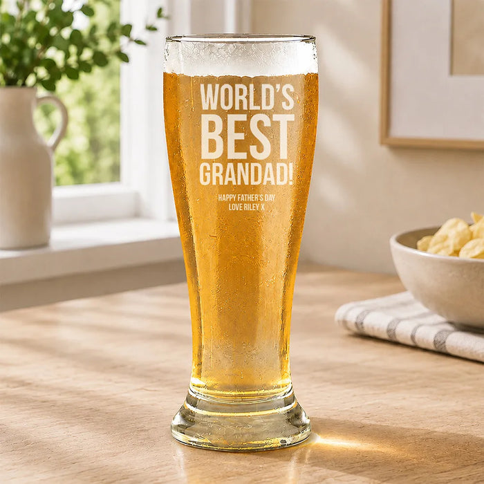 Best Grandad Engraved Premium Beer Glass