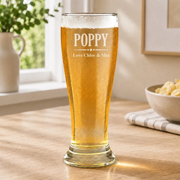 Poppy Engraved Premium Beer Glass