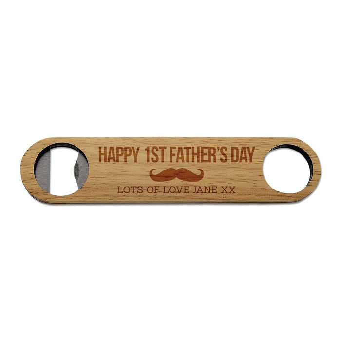 1st Father's Day Engraved Wooden Bottle Opener