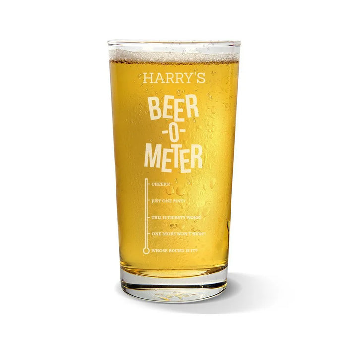 Beer Meter Engraved Pint Glass