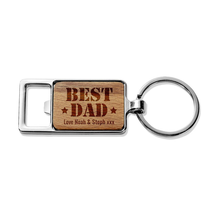Best Dad Engraved Rectangle Metal Keyring