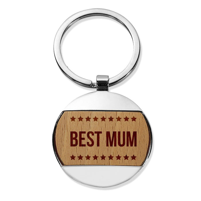 Best Mum Engraved Round Metal Keyring