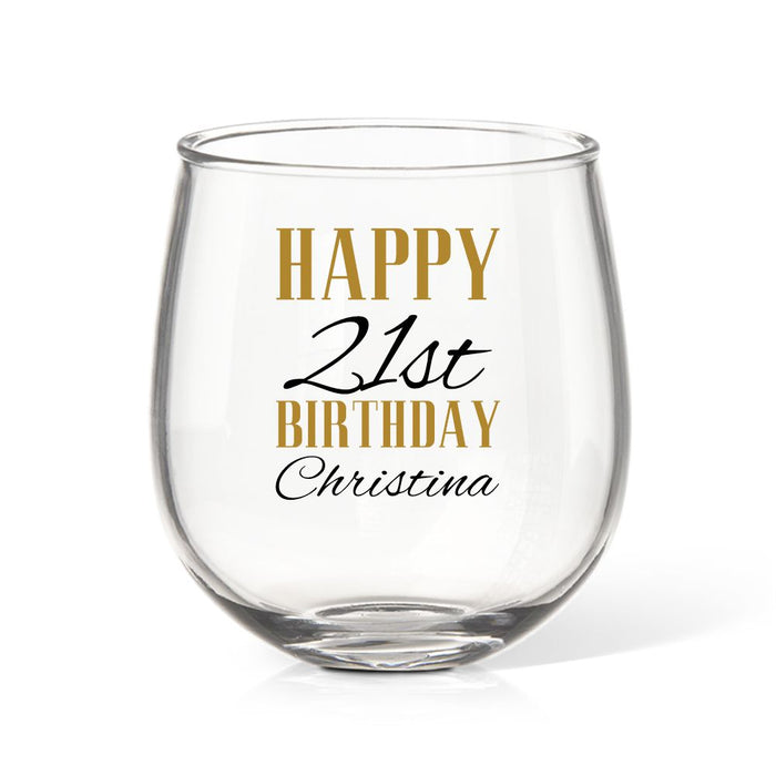 Birthday Coloured Stemless Wine Glass