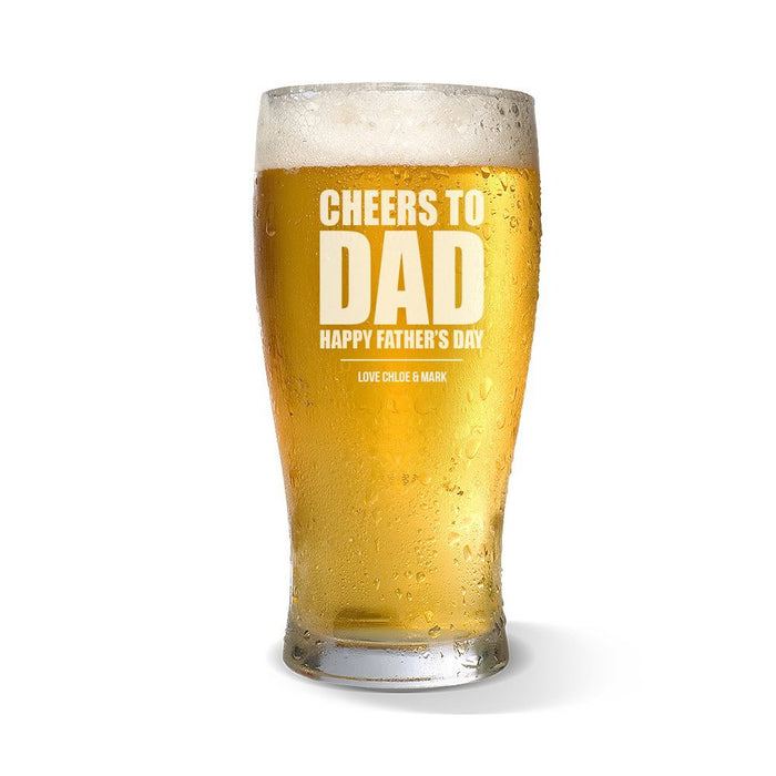 Cheers To Dad Engraved Standard Beer Glass