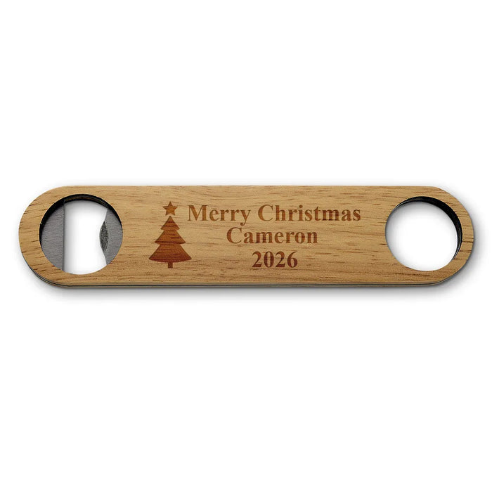 Christmas Tree Engraved Wooden Bottle Opener